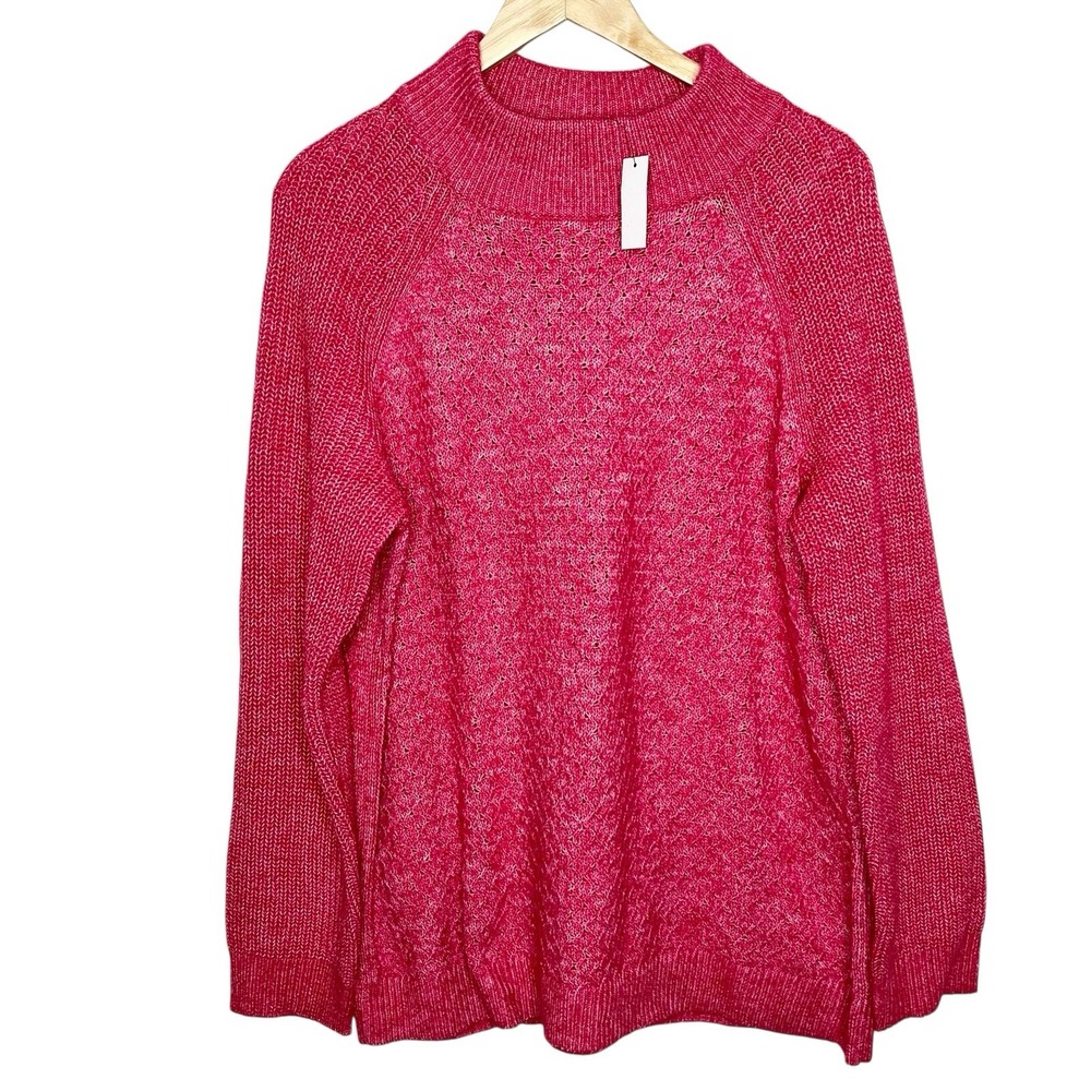 Talbots Textured Mock Neck Sweater Pink Womens Size 2X